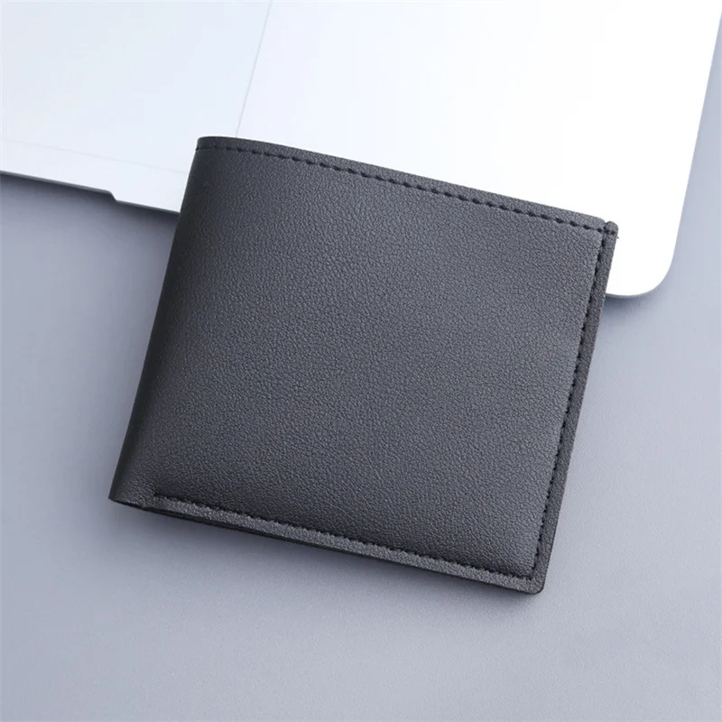 New Men Short PU Leather Wallet Simple Solid Color Thin Male Credit Card Holder Small Money Purses Business Foldable Wallet