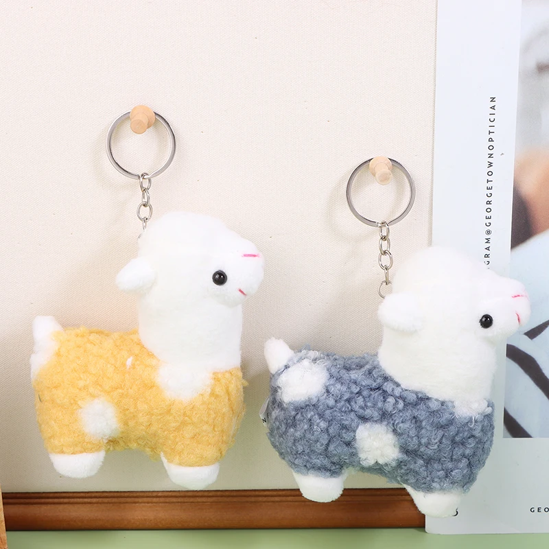 Desenhos animados Plush Animal Keychain Bonito Alpaca Stuffed Doll Pendant Chaveiro Multicolor Chaveiro Chaveiro Decoração de saco Presentes bonitos