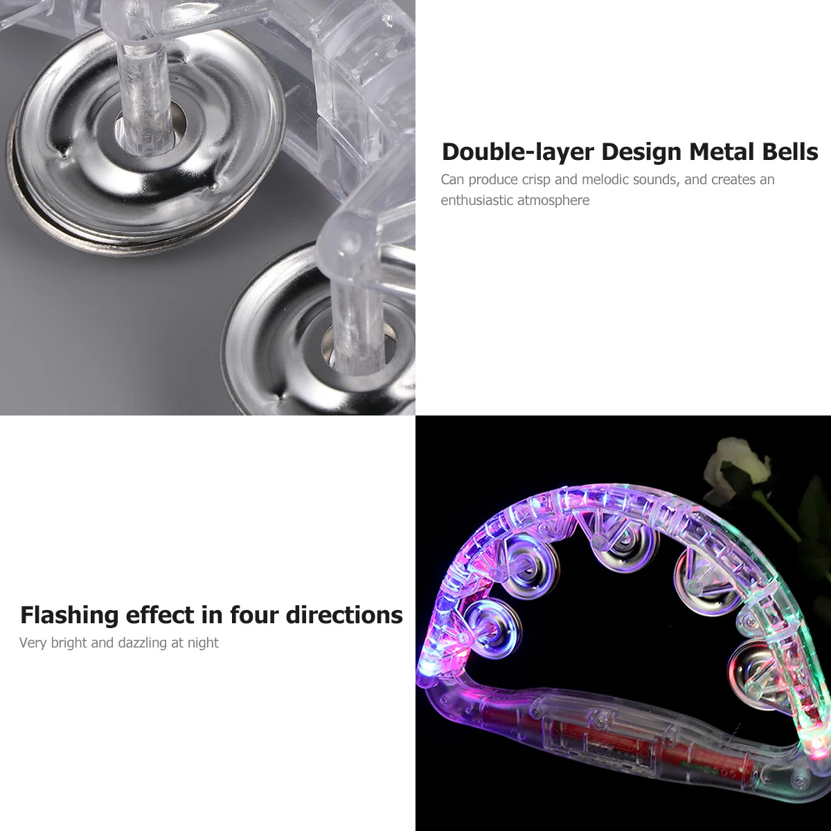 

2Pcs LED Flashing Handbell Metal Ring Durable Party Props Disco Bar Dance Preschool Plaything Party Accessories