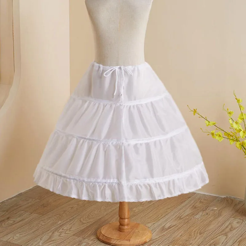 คอสเพลย์เด็ก Petticoat A-Line 3 ห่วง Jupon Enfant เด็ก Crinoline Trim ดอกไม้สาวชุดกระโปรงเอวยางยืด