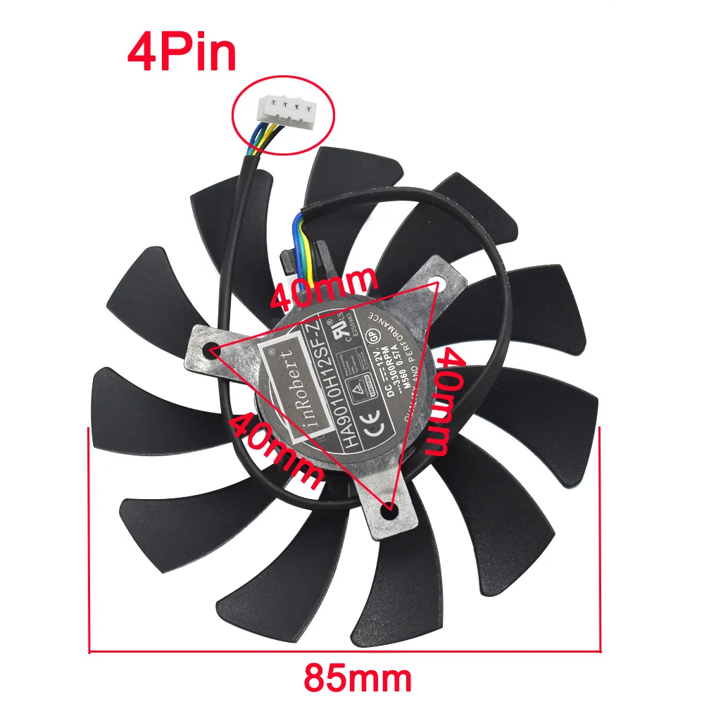 85mm 4pin HA9010H12SF-Z RX460 4GB Wentylator chłodzący Zamiennik dla MSI Inno3D P106 960 GeForce GTX 1060 AERO ITX 3G 6G OC RX560 RX550 ITX