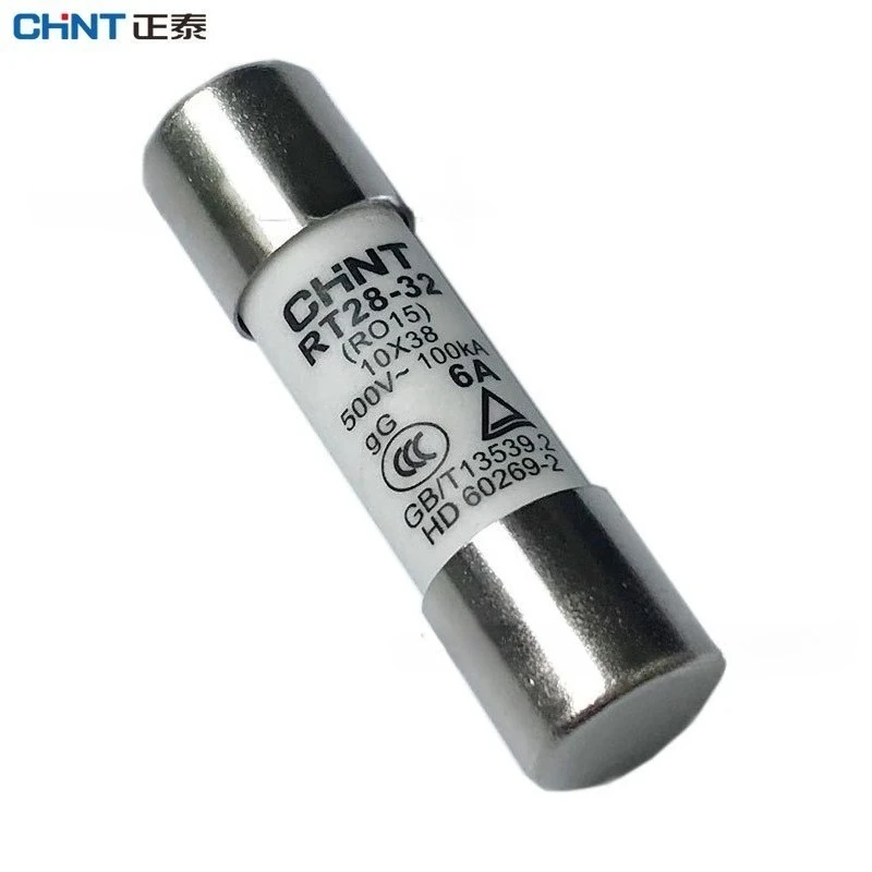 

CHINT RT28-32 (RO15) 10X38 RT28-63 (RO16) 14X51 500 В 2A 10A 16A 20A 25A 32A 40A 50A 63A Комплект керамических плавких предохранителей