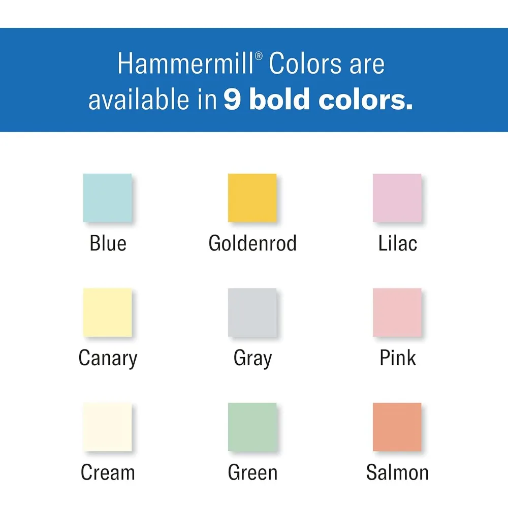 กระดาษสีเหลืองคานารี Hammermill 20 ปอนด์ ขนาด 8.5 x 11 นิ้ว แพ็ค 10 รีม (5,000 แผ่น) - ผลิตในอเมริกา, กระดาษสีพาสเทล, 103341C