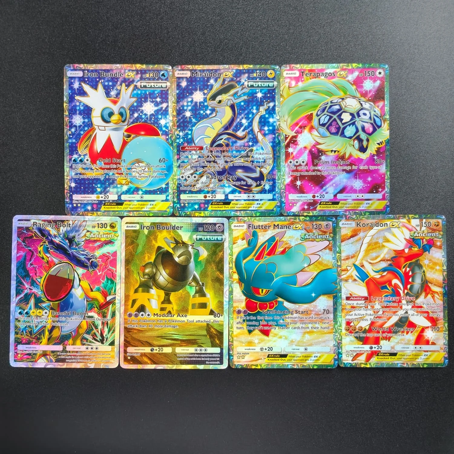 DIY TCG Pocket English B3a Iron Boulder Raging Bolt Bundle Miraidon Flutter Mane Koraidon Terapagos ex Game Collection Card Toy