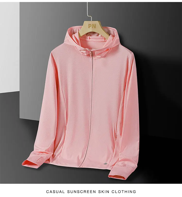 Sommer-Laufjacke für Herren und Damen – leichter Sonnenschutzmantel, UV-Kapuzen-Sport-Windjacke, atmungsaktive, schnell trocknende Passform – Detail 13