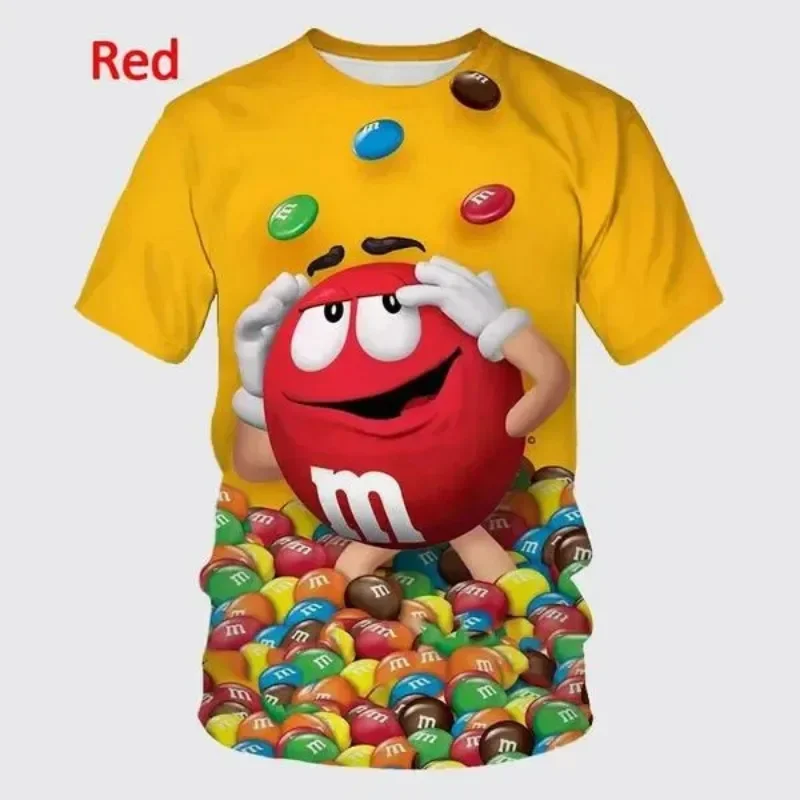 Funny M&M\'s Chocolate Bean T Shirt Fashion 3D Print Man Casual O Neck T-Shirt Funny Kid Short Sleeve Tops Tee Unisex Men Clothes