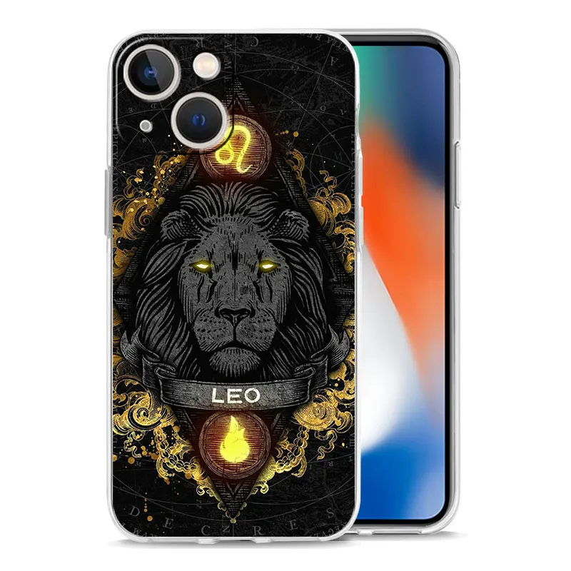 Phone Case For iPhone 16 15 14 13 12 11 Pro Max XS X XR 7 8 Plus soft TPU Clear Cover Aries Leo Libra Pisces Virgo Capricorn