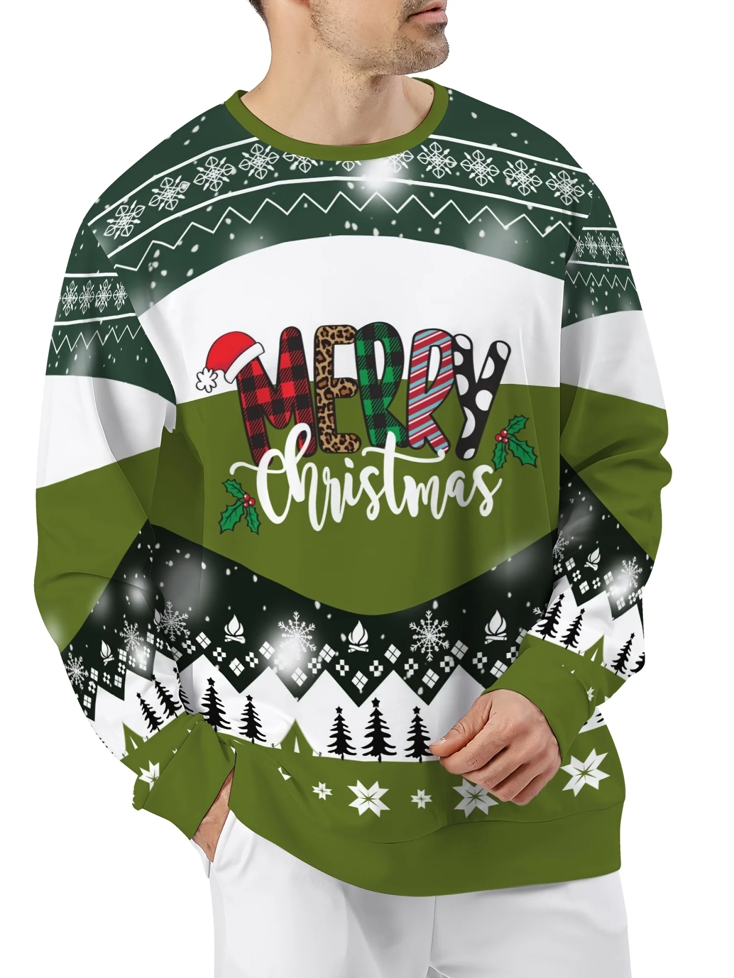 

Fun Christmas Element Printed Men's Sweatshirt Fashion Breathable Polyester Pullover Tops Unisex Street Hip Hop Y2k Men Clothing