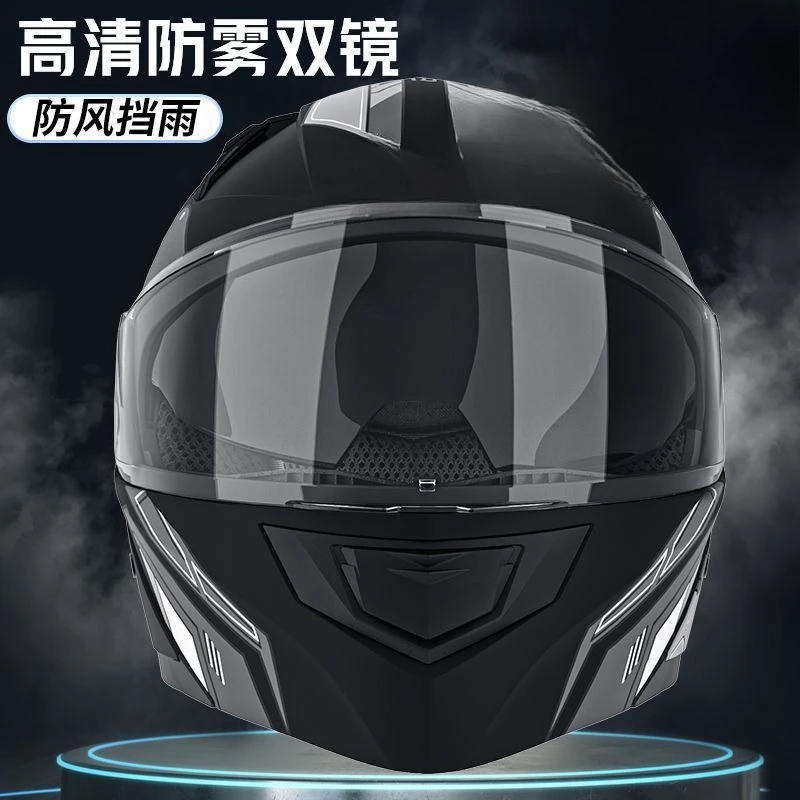 Kask motocyklowy klasy A męski, otwarty, z podwójnym szybą, przeciwmgielny, z Bluetooth, unisex, całoroczny.