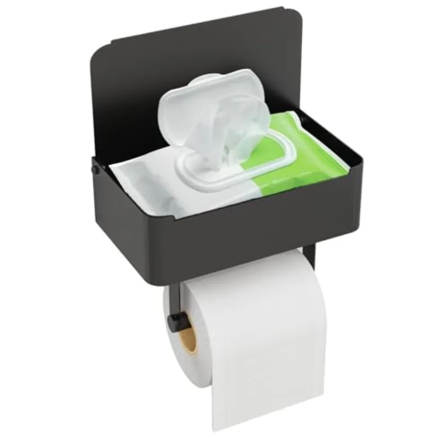

Toilet Paper Holder with Shelf Flushable Wipes Dispenser Fits for Bathroom Wipe Storage Keep Your Wipes Hidden Out of Sight - S