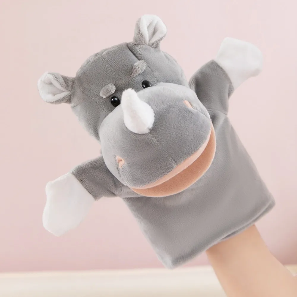 Placare brinquedos animal fantoche de mão recheado interativo pelúcia mão boneca porco educação precoce mão fantoches de dedo pai-filho