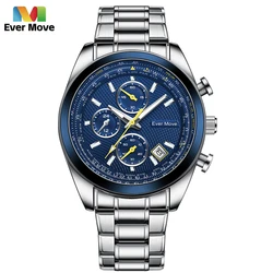 Ever Move-Montres de luxe en acier inoxydable pour hommes, montres-bracelets à quartz pour hommes, date automatique, horloge avec aiguilles Shoes, haute qualité, mode