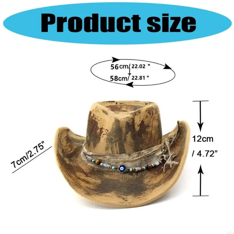 قبعات رعاة البقر العصرية HXBA بتفاصيل متعرجة مناسبة للحفلات في الهواء الطلق