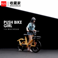 1:64 Anime Cycling girl Mini Doll Figure Model miniature Photography props Scene Model DIY Sand table landscaping ornament Gift