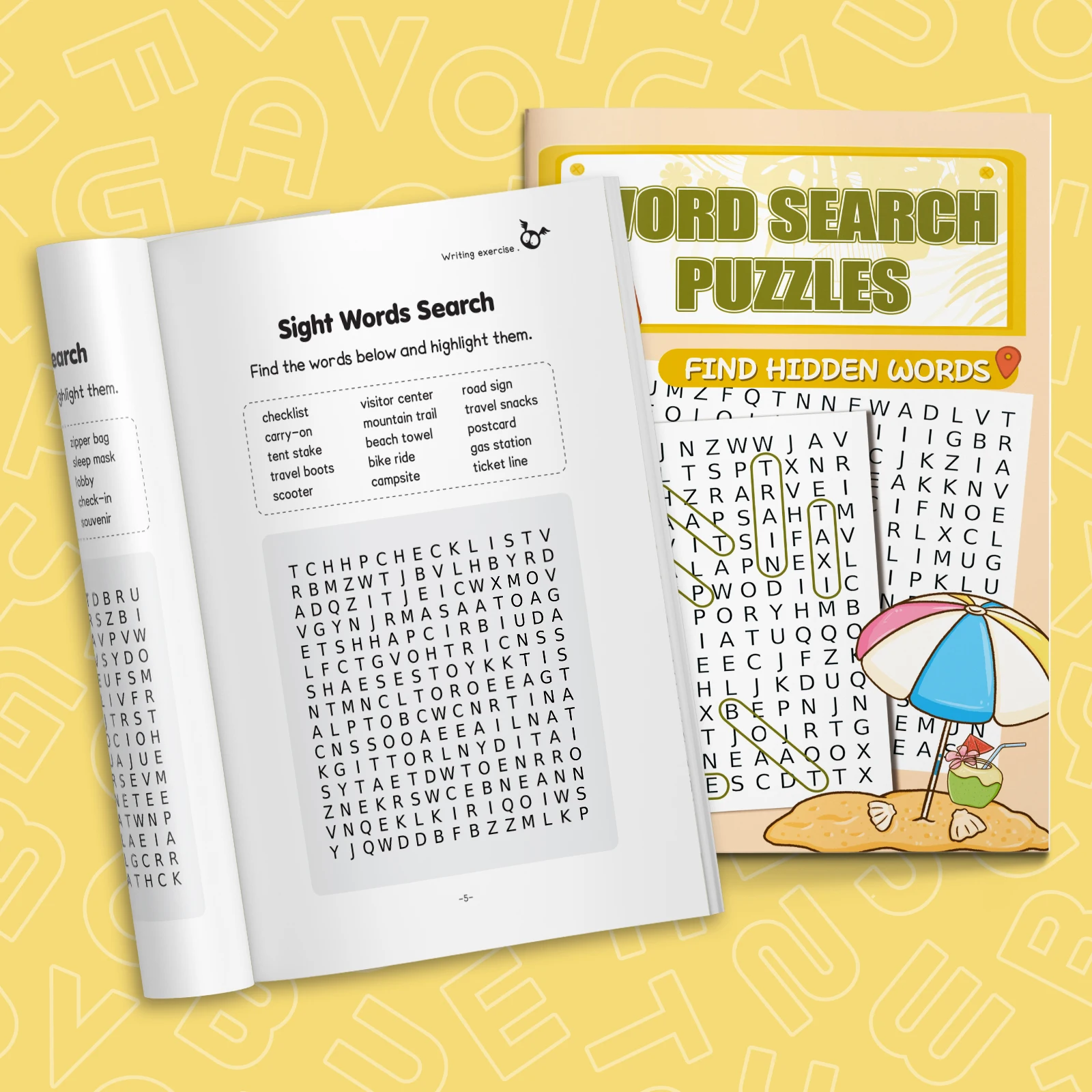 Find The Word Puzzle Book for Kids, Word Search Activity Book, Educational Crossword Game, Brain Training Workbook