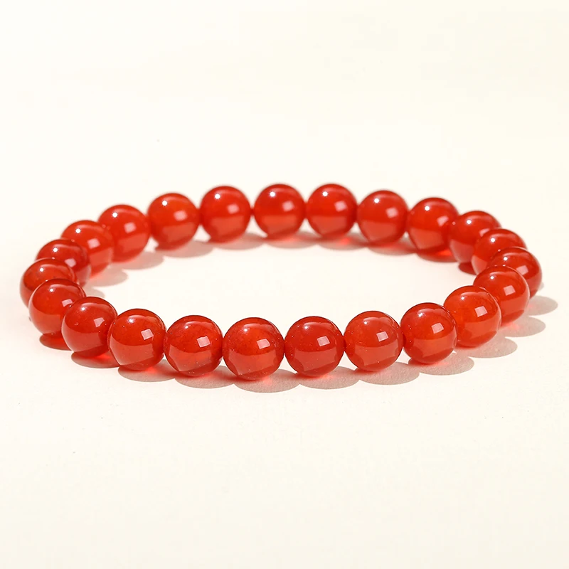 JD Natural Stone Red Agate Beaded Bracelet Women Fashion 6 8 10mm Carnelian Bead Braided Rope Bangles Yoga Balance Lucky Jewelry