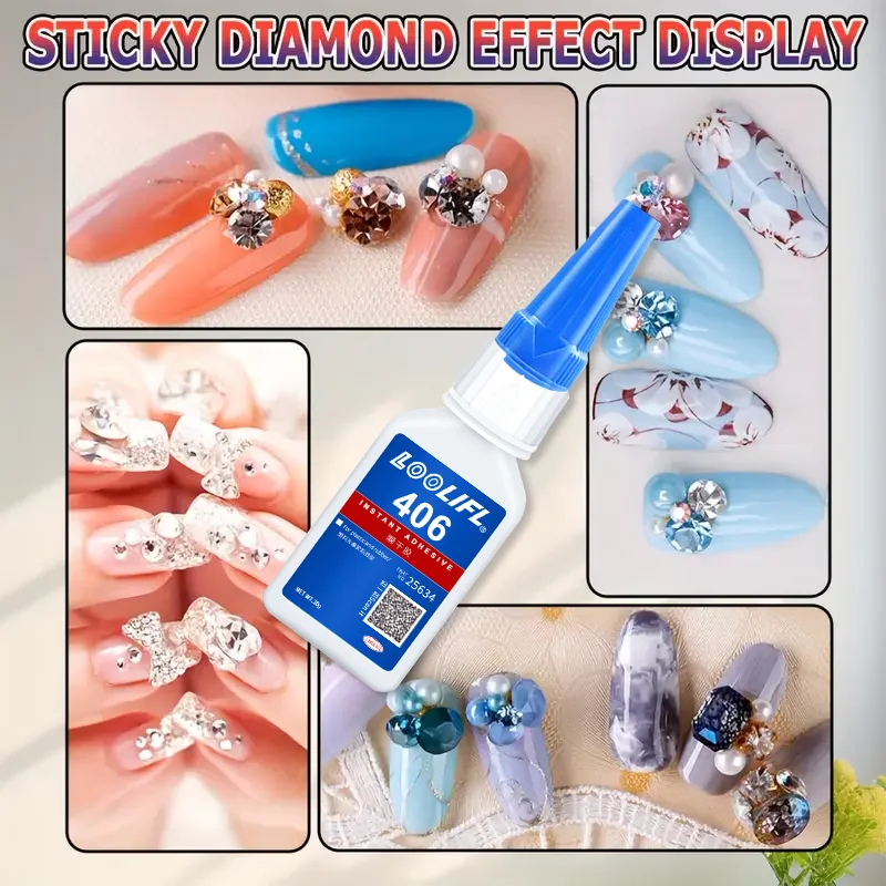 LOOLIFL 406 supersterke nagellijm voor valse nageltips, acrylnagels, druk op nagels, nepnagels kunstdecoratie blijvende hechting