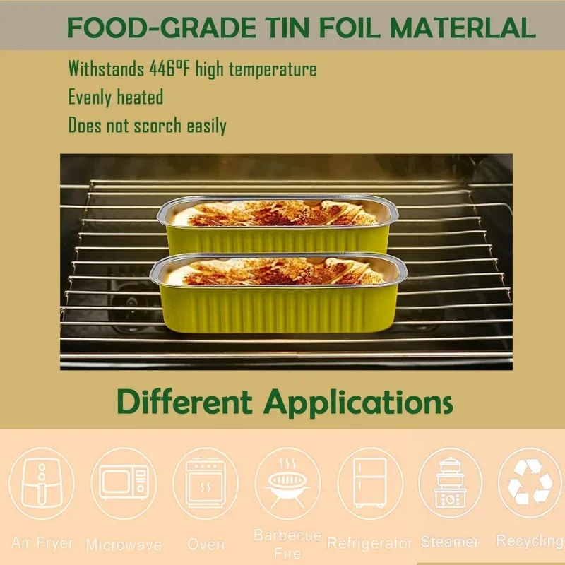 10PCS Disposable Aluminum Foil Tin Box Food Tray Container with Clear Lid Fit for Takeout Packing Kitchen Cooking Tin foil box view 6