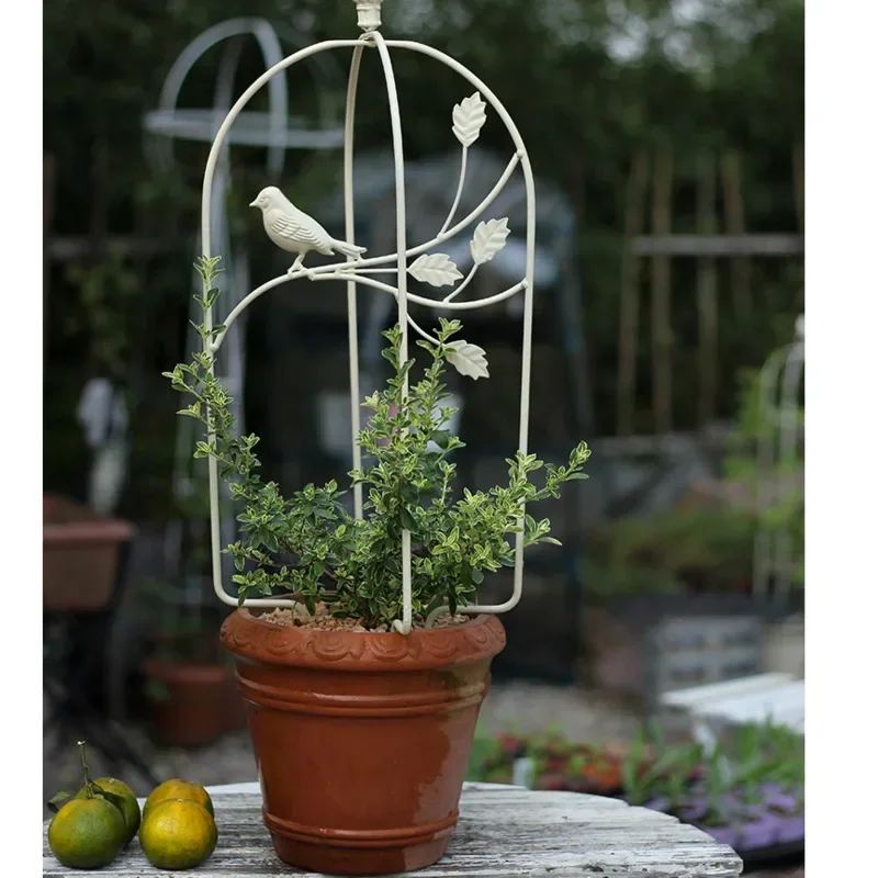 

Retro Courtyard Flower Planter Trellis Support Iron Do Old Garden Plant Holder Decorative Bird Cage Design Climbing Vine Bracket