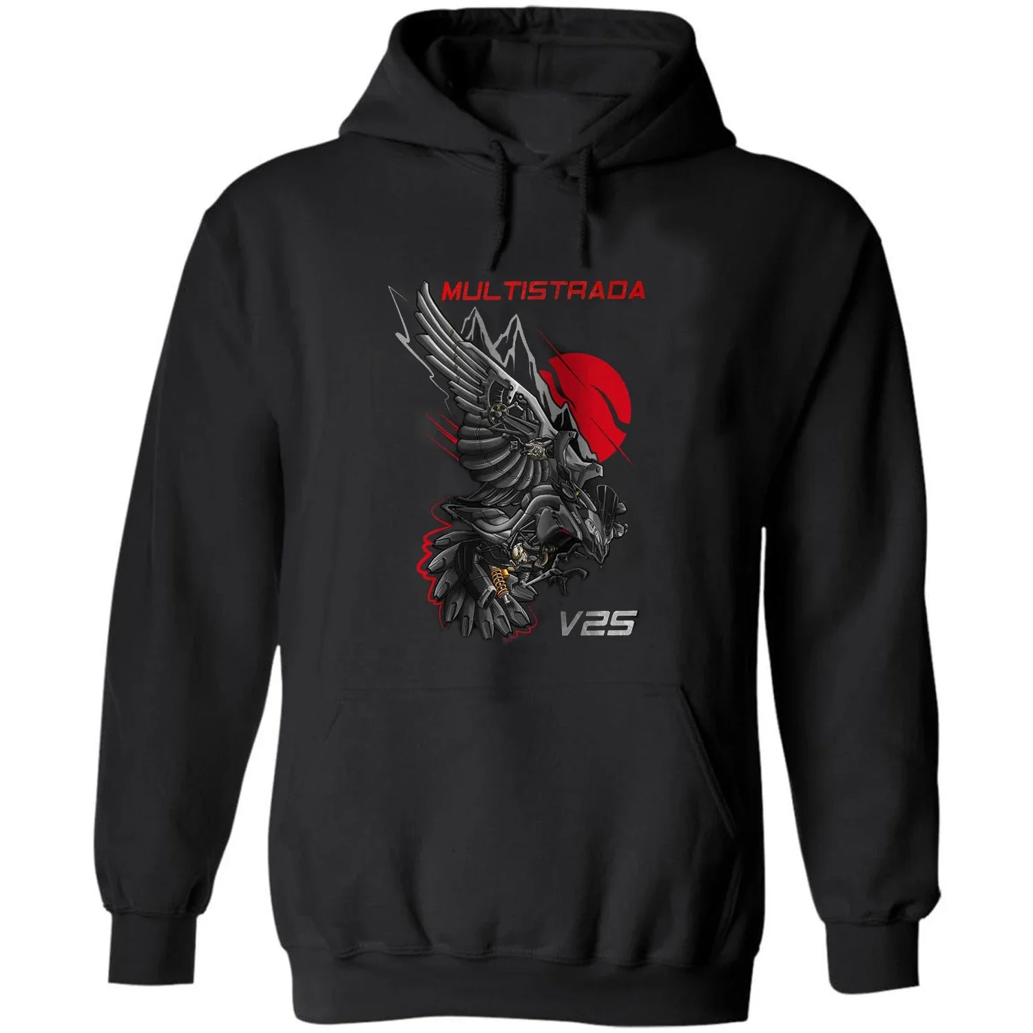 Classic Italy Motorcycle Multistrada V2 Raven Inspiration Pullover Hoodie Comfortable Cotton Casual Mens Sweatshirt Streetwear