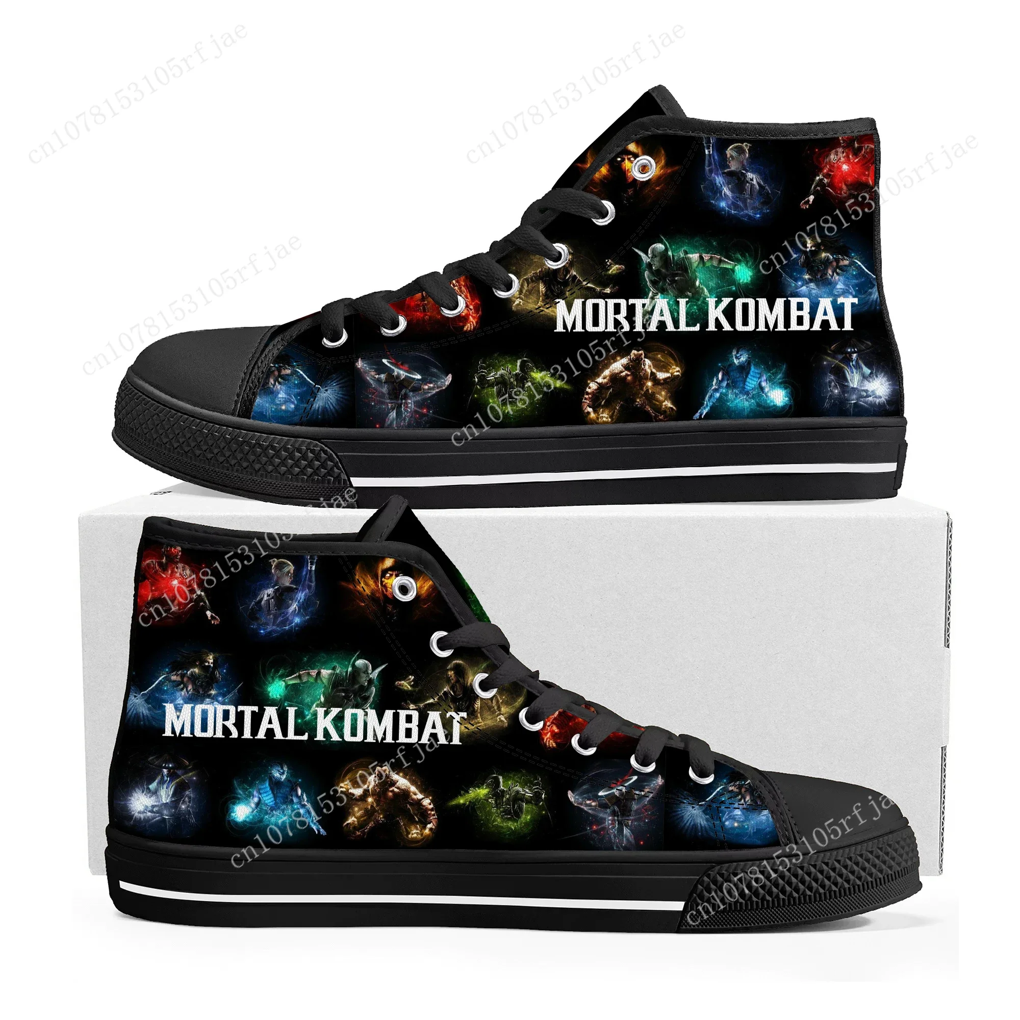 Mortal Kombat High Top Sneakers Cartoon Game Mens Womens Teenager Fashion High Quality Canvas Sneaker Custom Built Couple Shoes