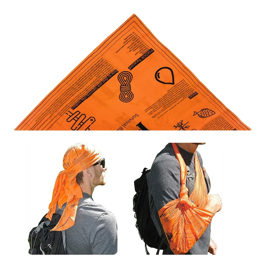 Survival Bandana with Heavy Duty Construction, Easy to Read Tips and High Vis Orange for Backpacking, Camping, Hiking, Emergency