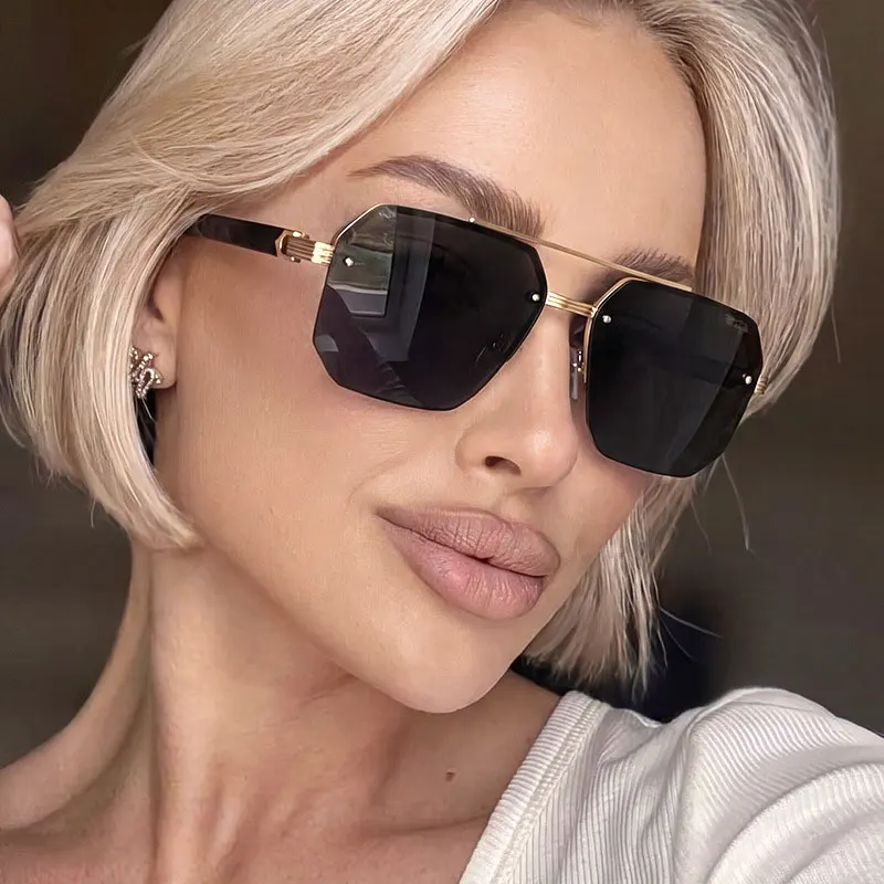 Quadratische Halbrand-Sonnenbrille 2026 Neuer Stil, Personalisierte Sonnenbrille zum Autofahren, UV-Schutz Sonnenbrille