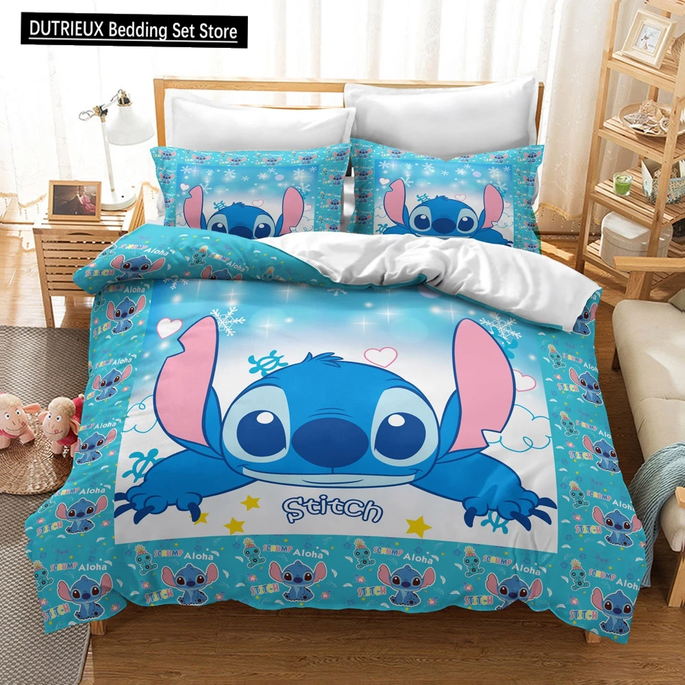 

Disney Anime Cartoon Stitch Bedding Set Lilo Children's Room Decoration Pillow Cover Quilt Cover Birthday Gift Decoration