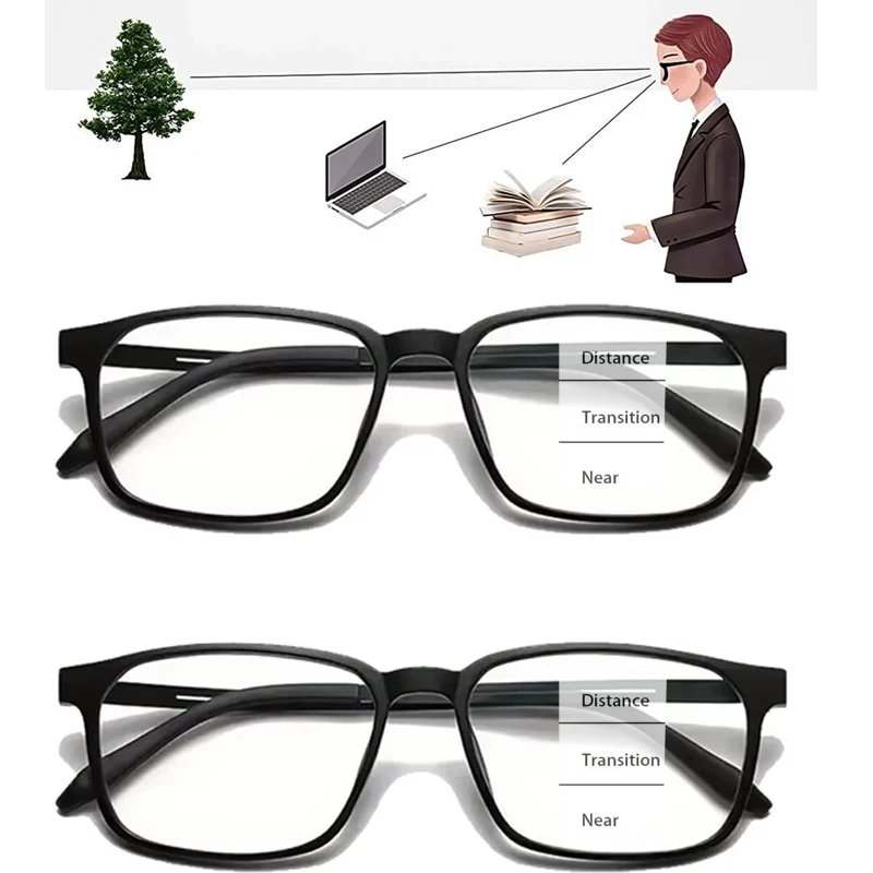 2PC Titanium Progressive Multifocal Reading Glasses Men Women Anti Blue Light Presbyopic Glasses Half Frame High Quality 1.5