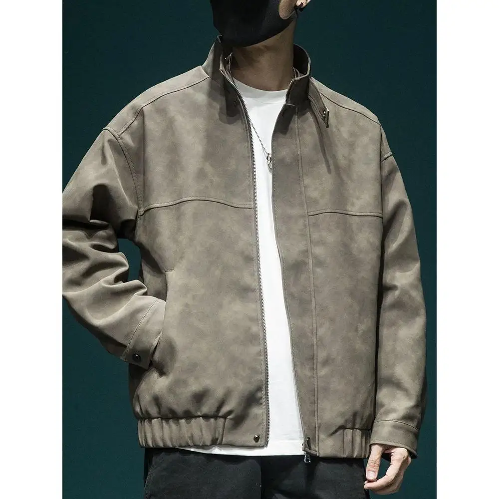 

American Sle Motorcycle PU Leather Jaet Men's Spring Autumn Casual Loose Coat New Retro High Quali Leather Outerwear