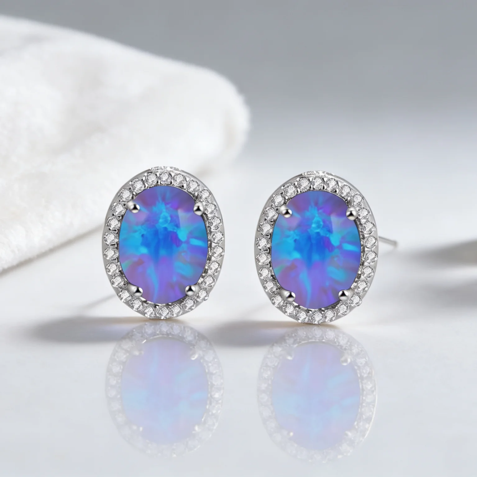 أقراط فاخرة من العقيق والزركون، هدية أنيقة للنساء لذكرى عيد الميلاد، أوبال ناري بلون قوس قزح، مطلي بالفضة