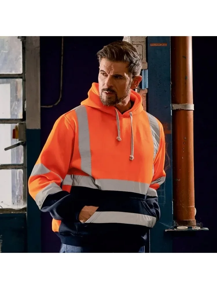 Veste à capuche polaire réfléchissante veste Orange haute visibilité pull à manches longues sweat à capuche homme sweats à capuche