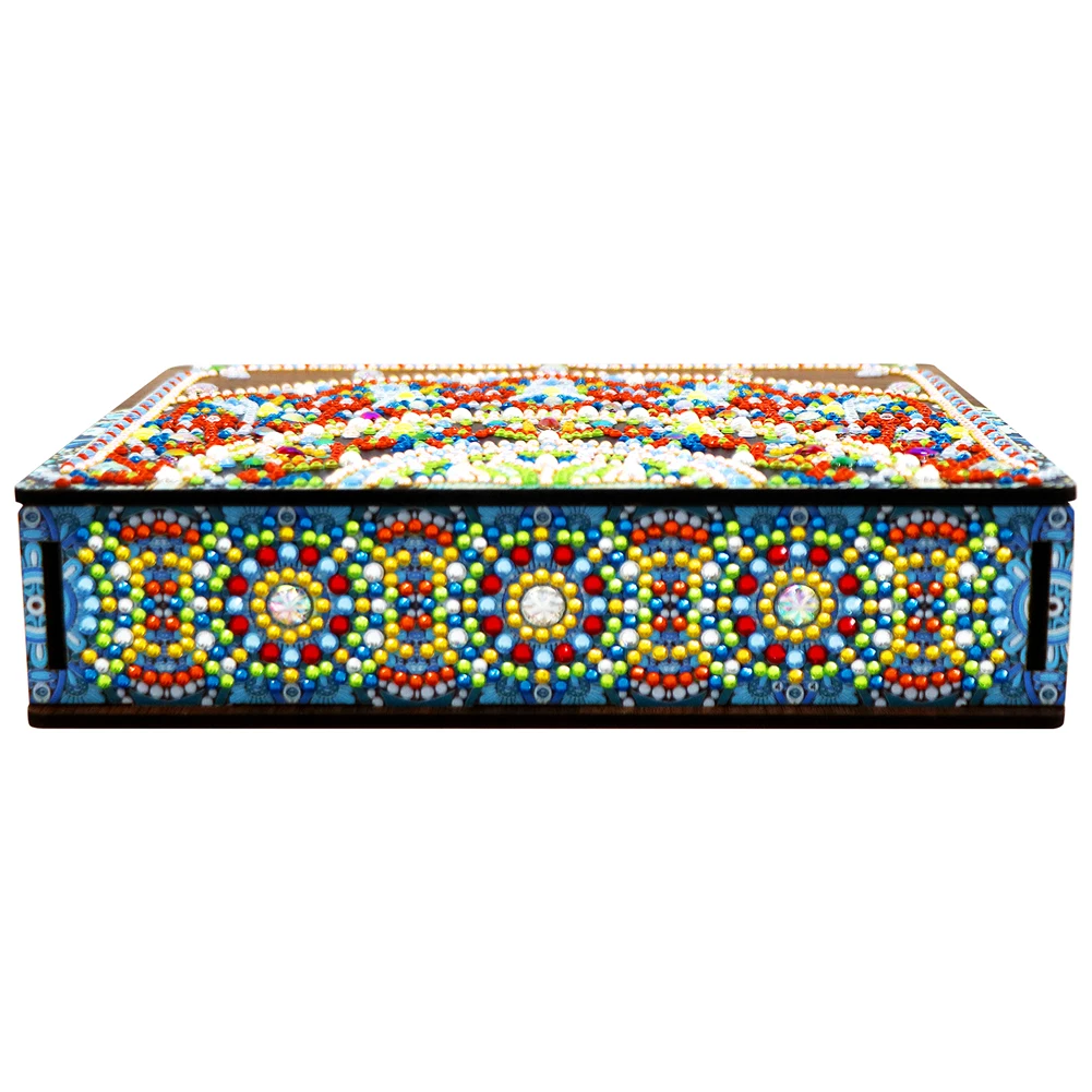 

Classic Mandala Diamond Drawing Jewelry Box Creative Chic DIY Special Shaped Drill Wood Case Household Accessories