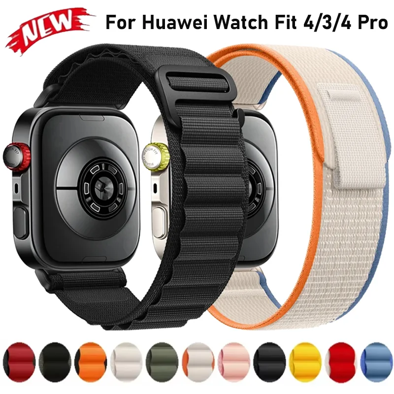 Offizielles Alpine Loop Nylon-Armband für Huawei Watch Fit 4/3 Sports Trail, atmungsaktives Armband, Huawei Watch Fit 4 Pro Uhrenarmband