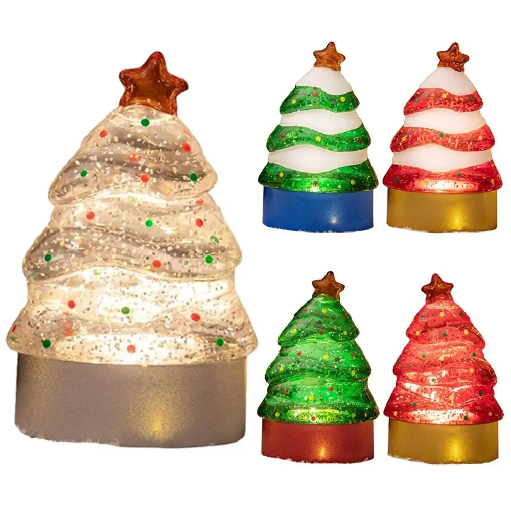 Cartoon Christmas Tree Night Light Creativity Exquisite Desktop Christmas Decor Crafts Eye-Caring Children's Night Lamp