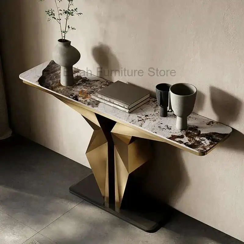 

Light Luxury Entrance Console Table Villa Living Room Nordic Modern Console Table Rock Slab Showcase Estanteria Home Furniture