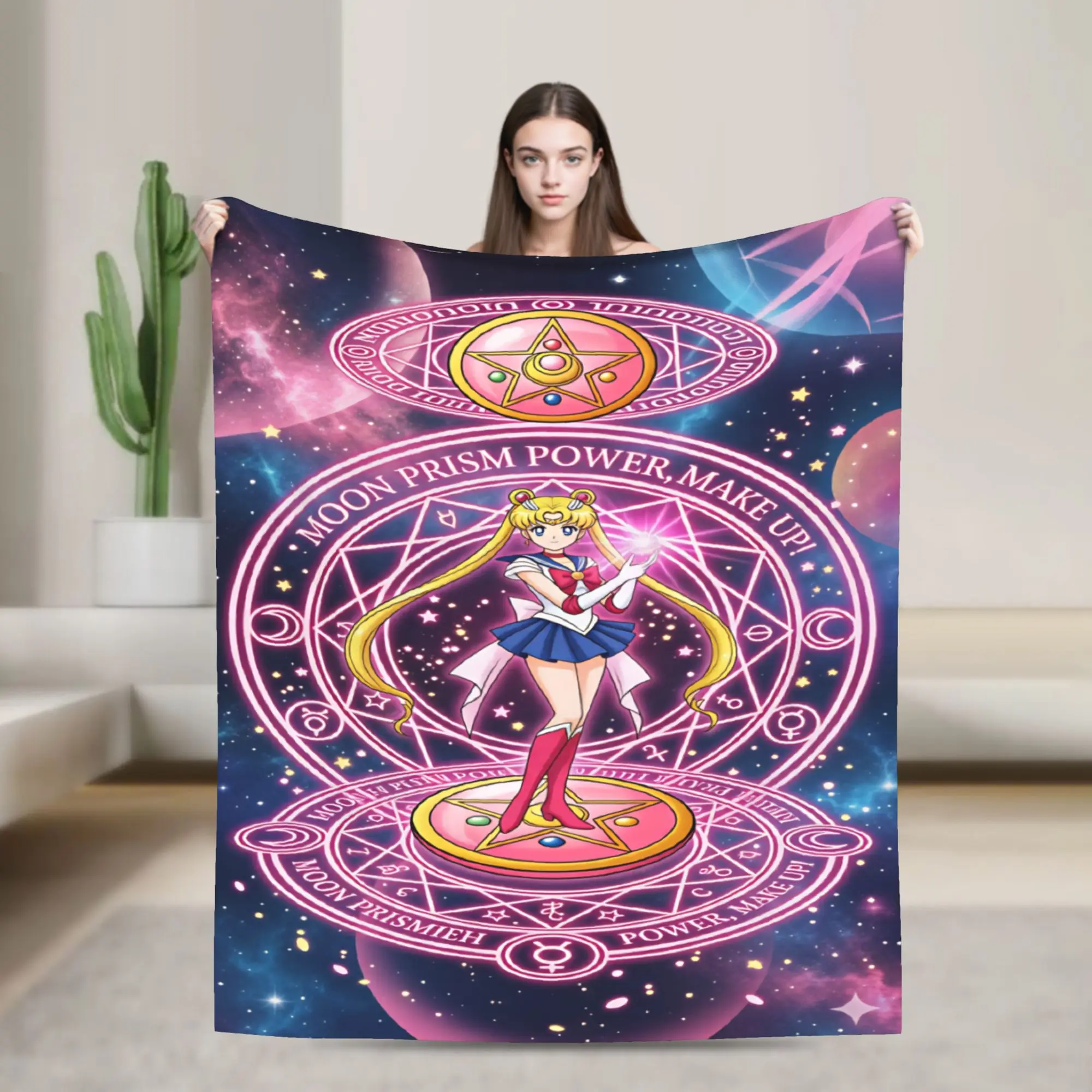 S-Sailor M-Moon Anime  Blanket  Warm Soft Graphic Plush Throw Blanket For Home Decor Picnic Flannel Bedspread Bed Cover