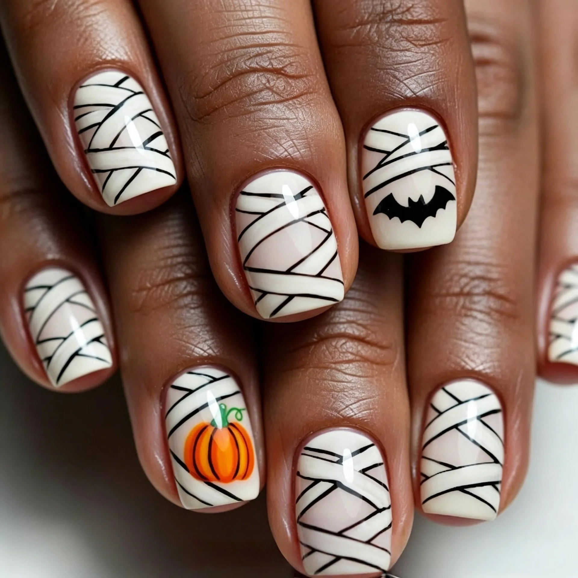 Cross-border Bat Pumpkin Nail Slices, Spice Girl Bandages, Fake Nail Slices Wholesale, Hot-selling Halloween Armor in Europe and America