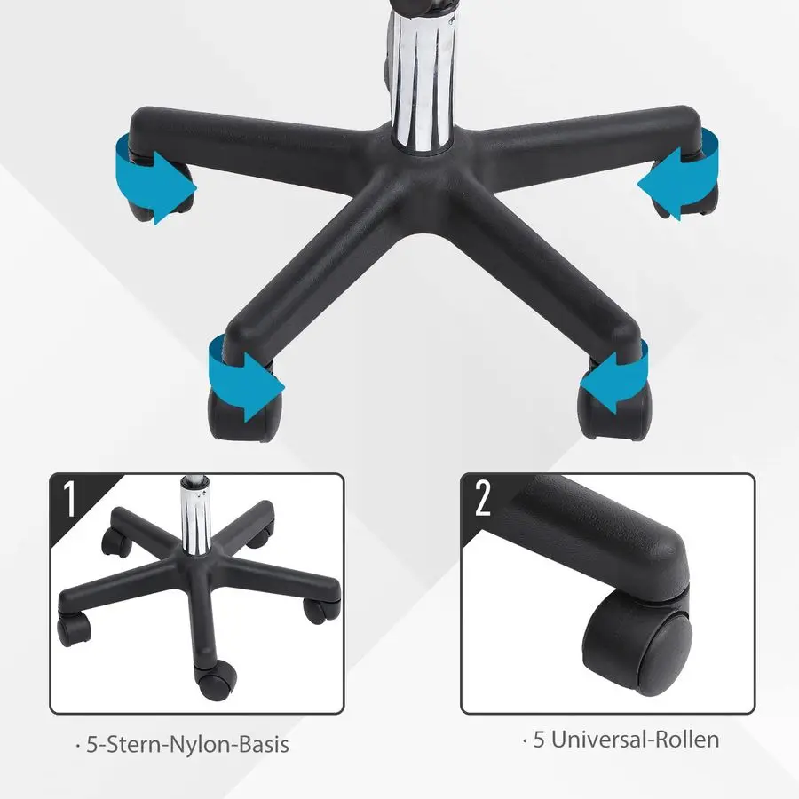 Sedia da salone con sgabello idraulico regolabile in ecopelle nera