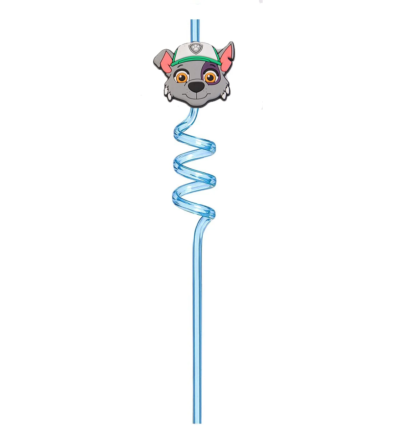 Hot Selling Paw Patrol Team Straw Sticker Food Grade PET Soft Adhesive Accessories Spiral Tube Creative Dog Shaped Straw