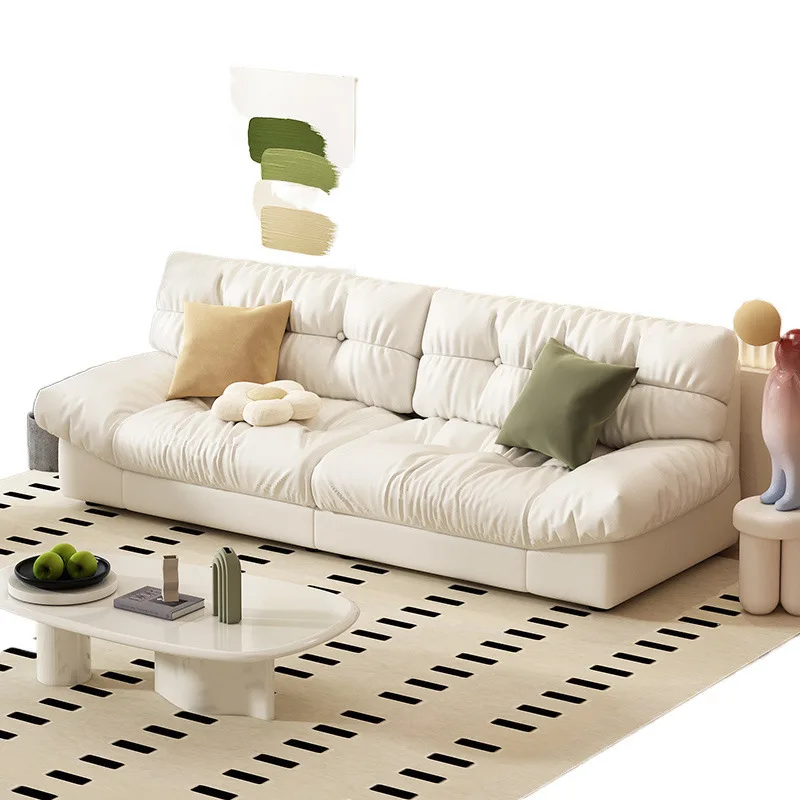

Cloud sofa new modern simple cream style living room small apartment straight row double three lazy fabric sofa
