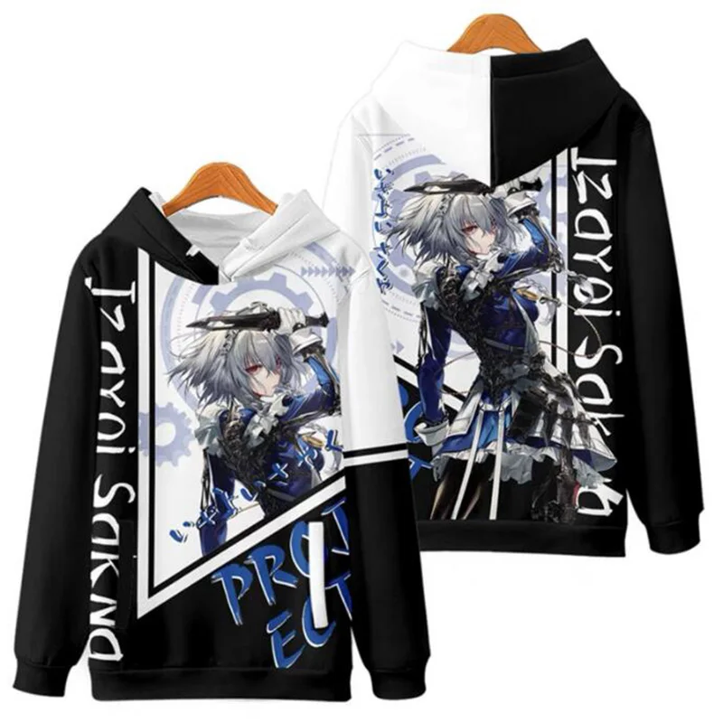 TouHou Project Izayoi Sakuya 3d Hoodies Sweatshirt Cosplay Japan Anime Game Men Women Hooded Tops Long Sleeve Hoody Pullover 4XL