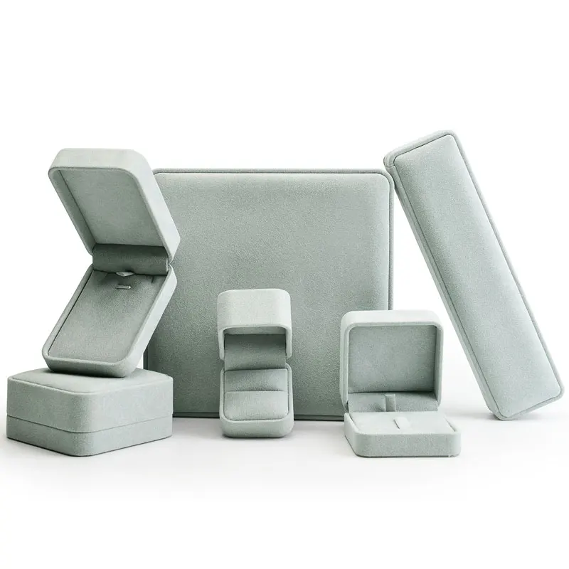 Oirlv Grey Jewelry Boxes Wholesale Velvet Gift Box Grey Earrings Jewelry Ring Box Necklace Bracelet Gift Velvet Jewelry Boxes