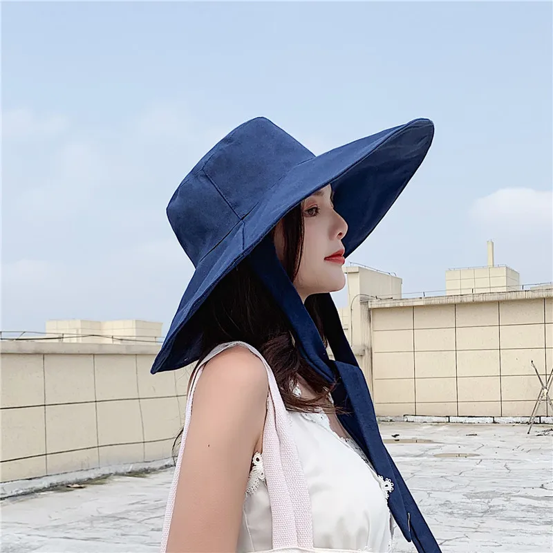 Japanese sunshade female spring and summer sunscreen free to fold big brim sun hat fisherman hat cover face oversized hair