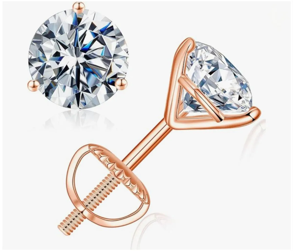 18K solid Real gold Lab grow diamond earrings Simple 3 claw 10K gold 1CT diamond earrings custom Valentine's Day gift for women - view 4