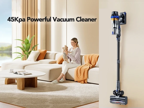 

Brushless Motor Stick Vacuum 450W Cordless Vacuum Cleaner 45Kpa Brushless Motor Stick Vacuum for Home Gray Cordless Stick Vacuum