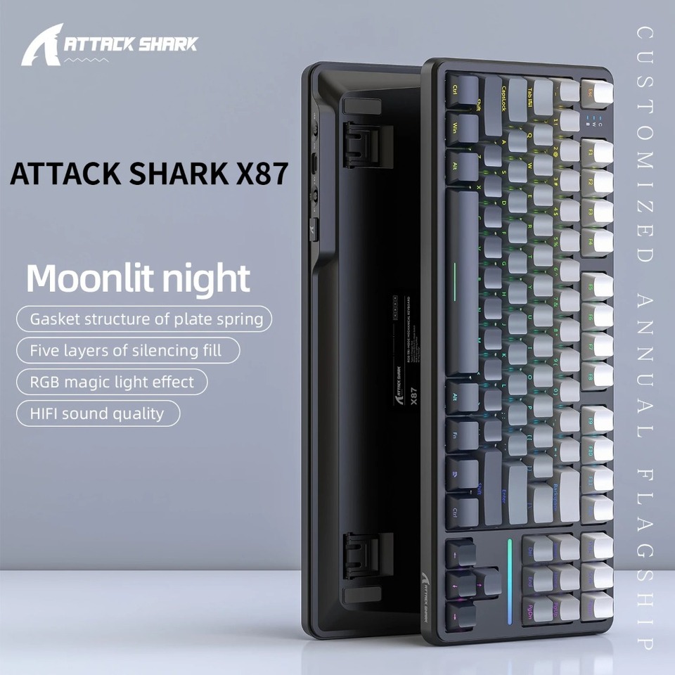 Attack Shark X87 Bluetooth Keyboards Gaming Mechanical Keyboard RGB Gasket Hot Swappable Wireless Esports Game Accessories