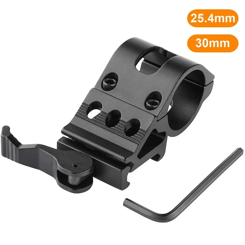 

Portable 25.4mm Quick Release Offset Flashlight Scope Mount Holder 20mm Picatinny Rail 45° Sight Hunting Gun Mount Accessories