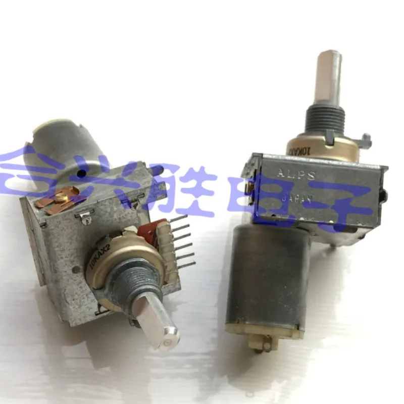 1 Piece Power Amplifier Audio Volume Motor Double Potentiometer A10K*2 A10Kx2 Single Row 6Pin Shaft Length 20MM