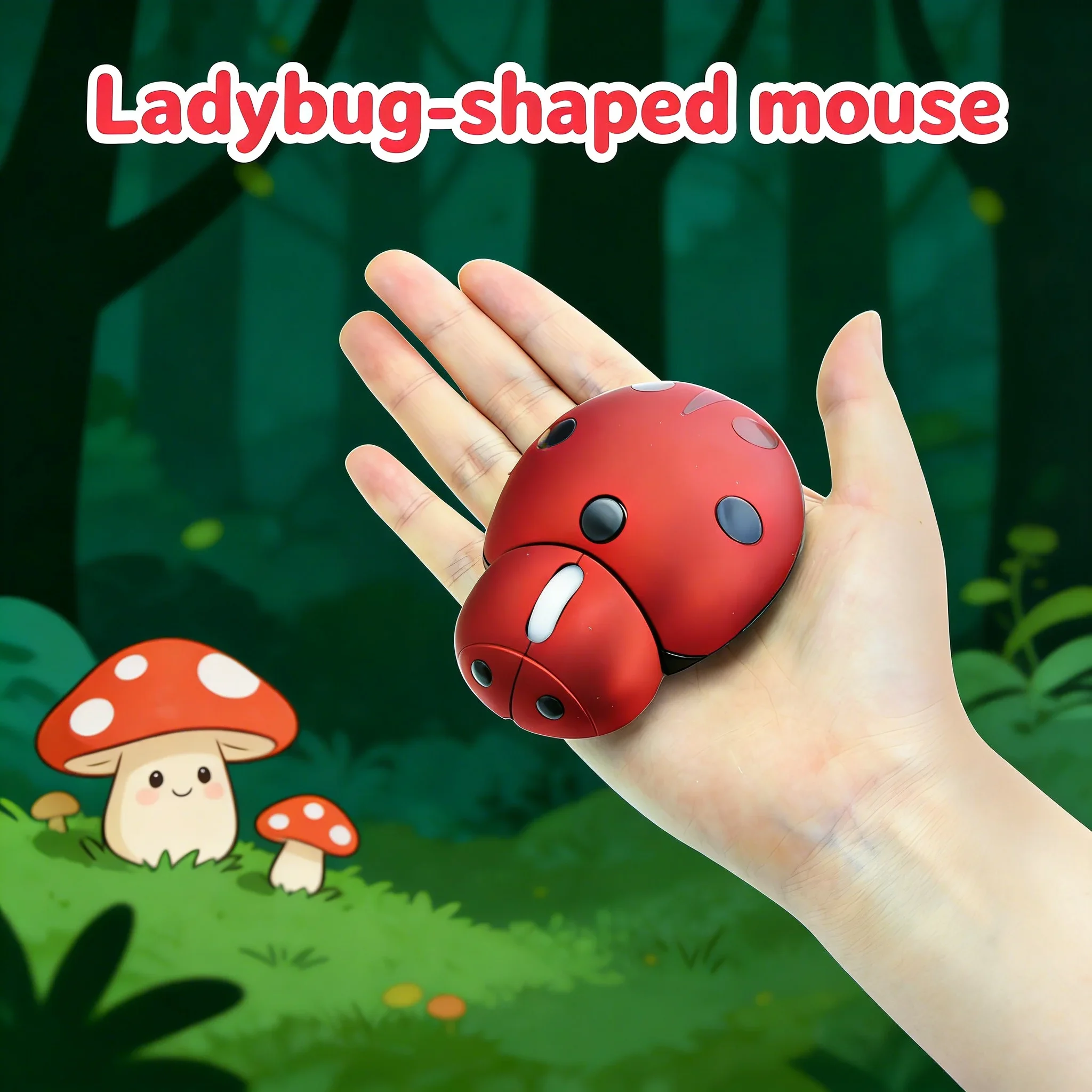 

Миниатюрная беспроводная мышь в форме божьей коровки, милый 3D-дизайн, компьютерная мышь для офиса, для маленьких рук